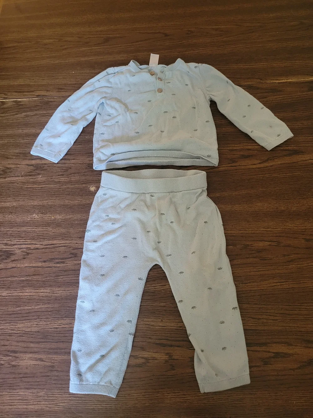 100% Cotton Carter's 24M Dino Blue Knit Sweater and Pants Set